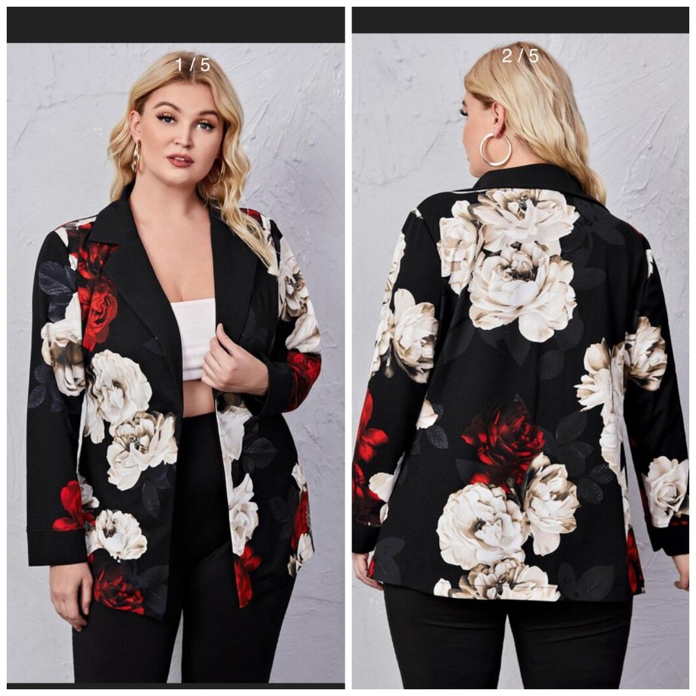 Floral single button blazer